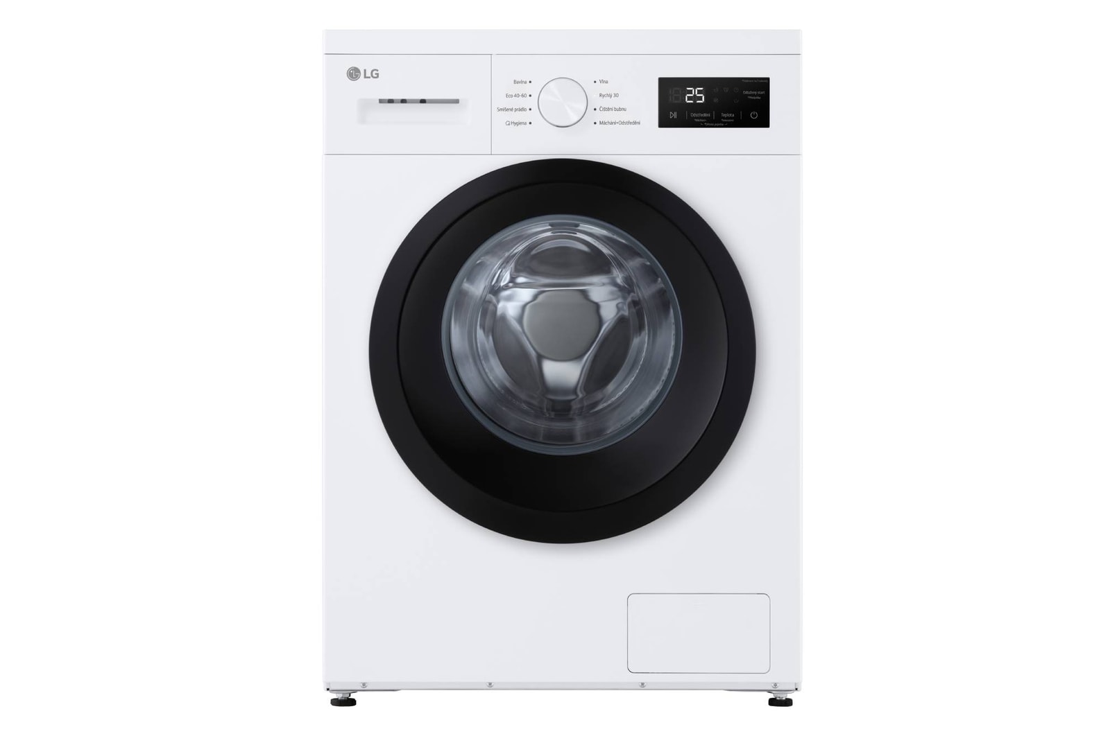 Čelní pohled na AI Slim pračka LG | 8 kg | A | 1400 ot./min | Rychlý 30' hygienický program | Bílá F4A10S8NWK