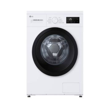 Čelní pohled na AI Slim pračka LG | 8 kg | A | 1400 ot./min | Rychlý 30' hygienický program | Bílá F4A10S8NWK