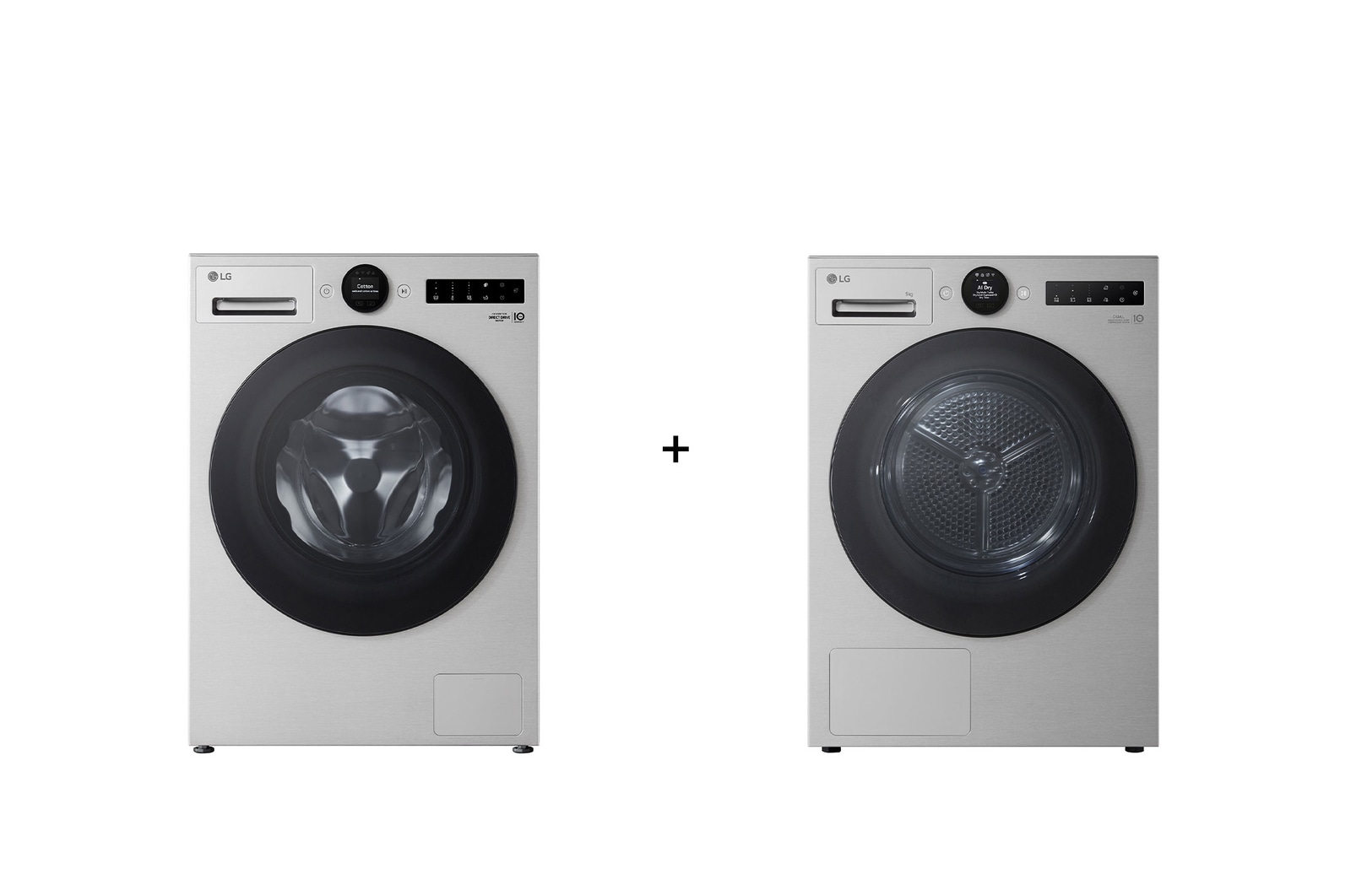 Čelní pohled na PRACÍ SET | LG Pračka F4X7011TSB + Sušička RHX7009TSB LAUNWDSN48