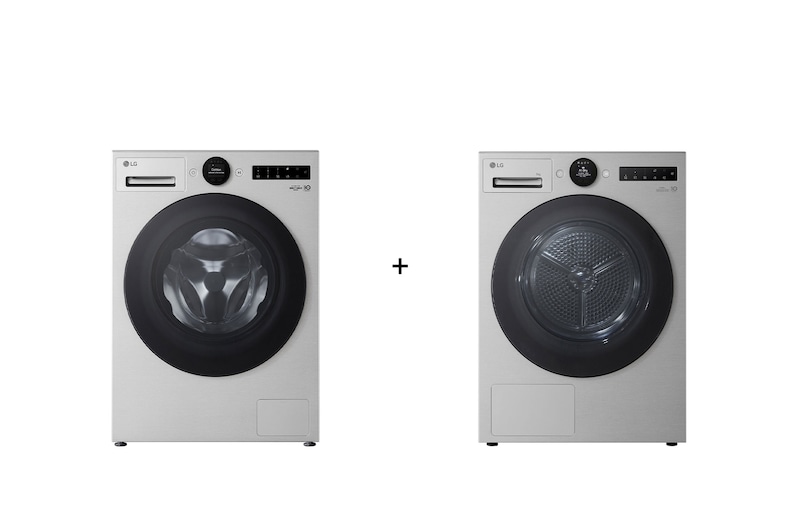 Čelní pohled na PRACÍ SET | LG Pračka F4X7011TSB + Sušička RHX7009TSB LAUNWDSN48