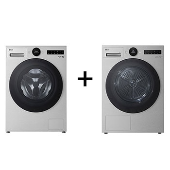 Čelní pohled na PRACÍ SET | LG Pračka F4X7011TSB + Sušička RHX7009TSB LAUNWDSN48