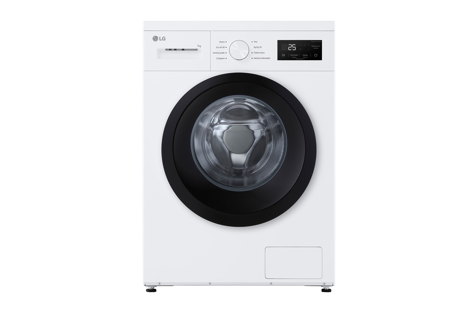 Čelní pohled na Slim pračka LG | 7 kg | A | 1400 ot./min | Rychlý 30' hygienický program | Bílá F4A10S7NWK