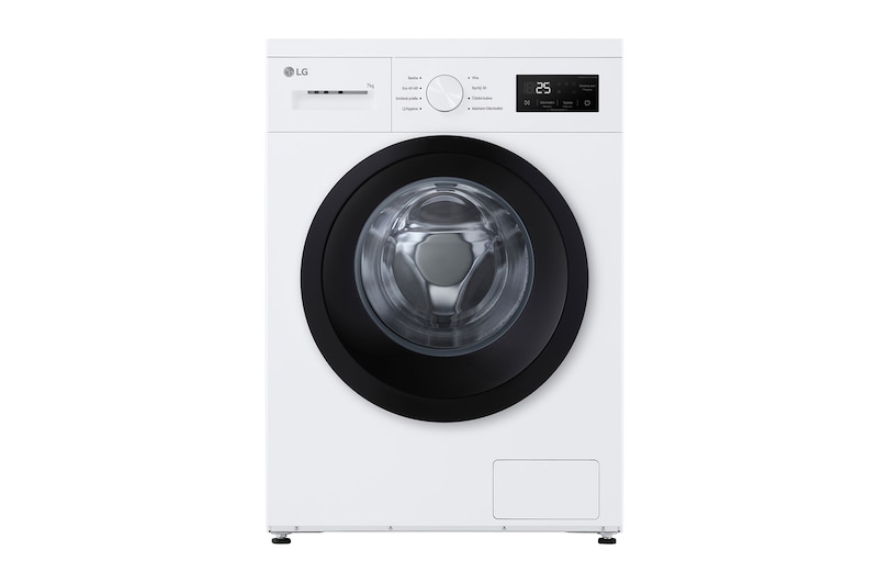 Čelní pohled na Slim pračka LG | 7 kg | A | 1400 ot./min | Rychlý 30' hygienický program | Bílá F4A10S7NWK