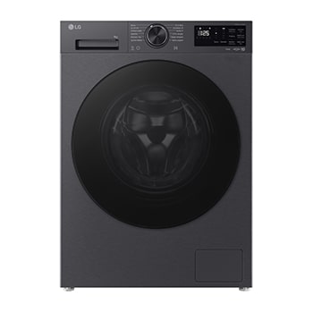 Čelní pohled na Parní pračka LG | 9 kg | A-40% | 1400 ot./min | TurboWash™360° | ThinQ™|Černá F4X5009TBB