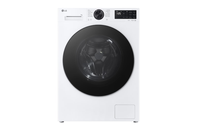 Čelní pohled na Parní pračka LG | 9 kg | A-40% | 1400 ot./min | TurboWash™360° | ThinQ™|Bílá F4X5009TLB