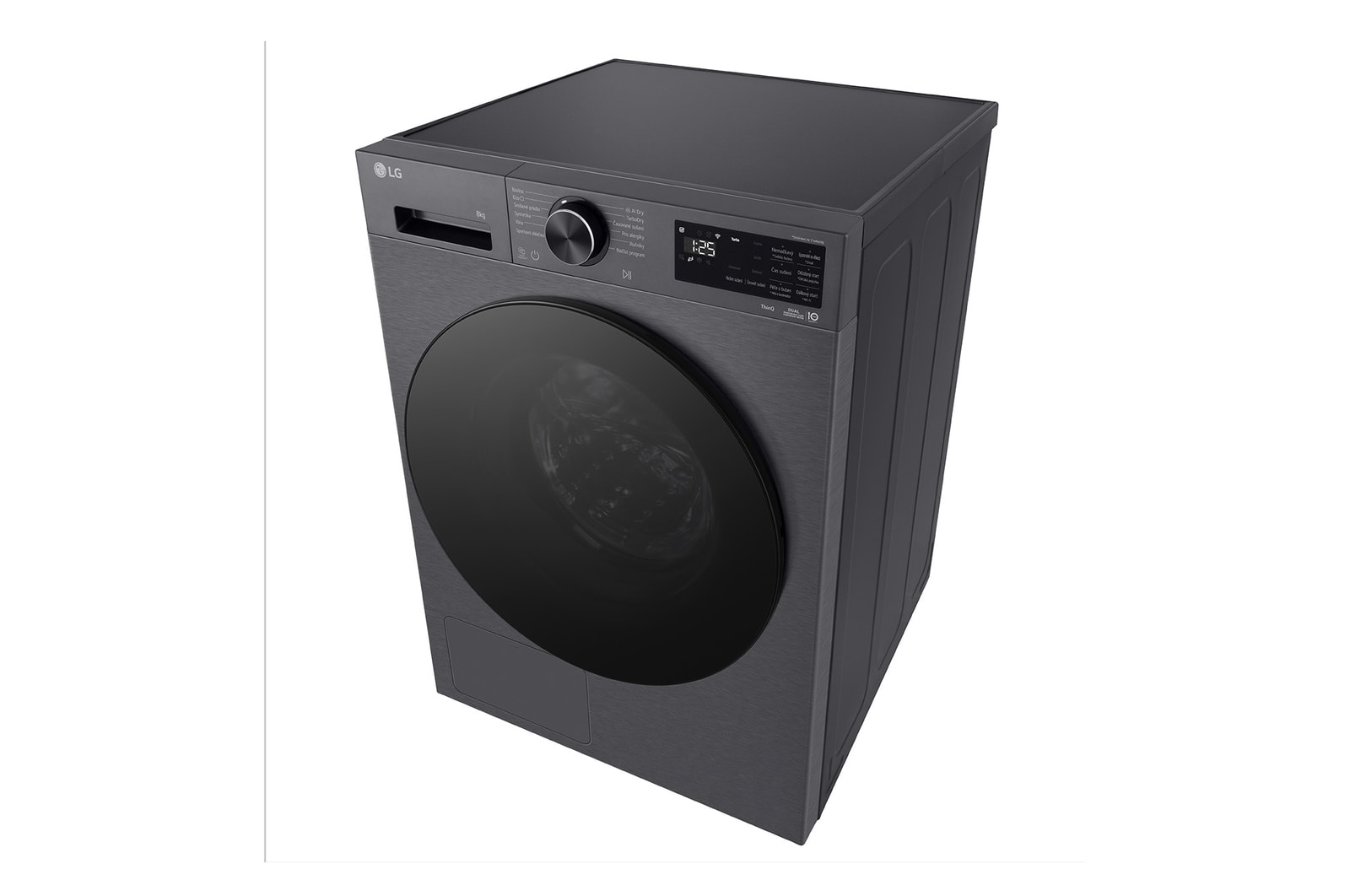 AI Sušička LG | 8 kg | AI DUAL Inverter Heat Pump™ |ThinQ™| Černá/šedá