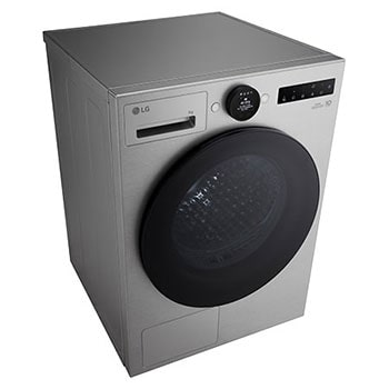 Detailní pohled na otevřený nerezový buben uvnitř sušičky LG