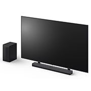 Natočený pohled na LG Soundbar S70TY a subwoofer