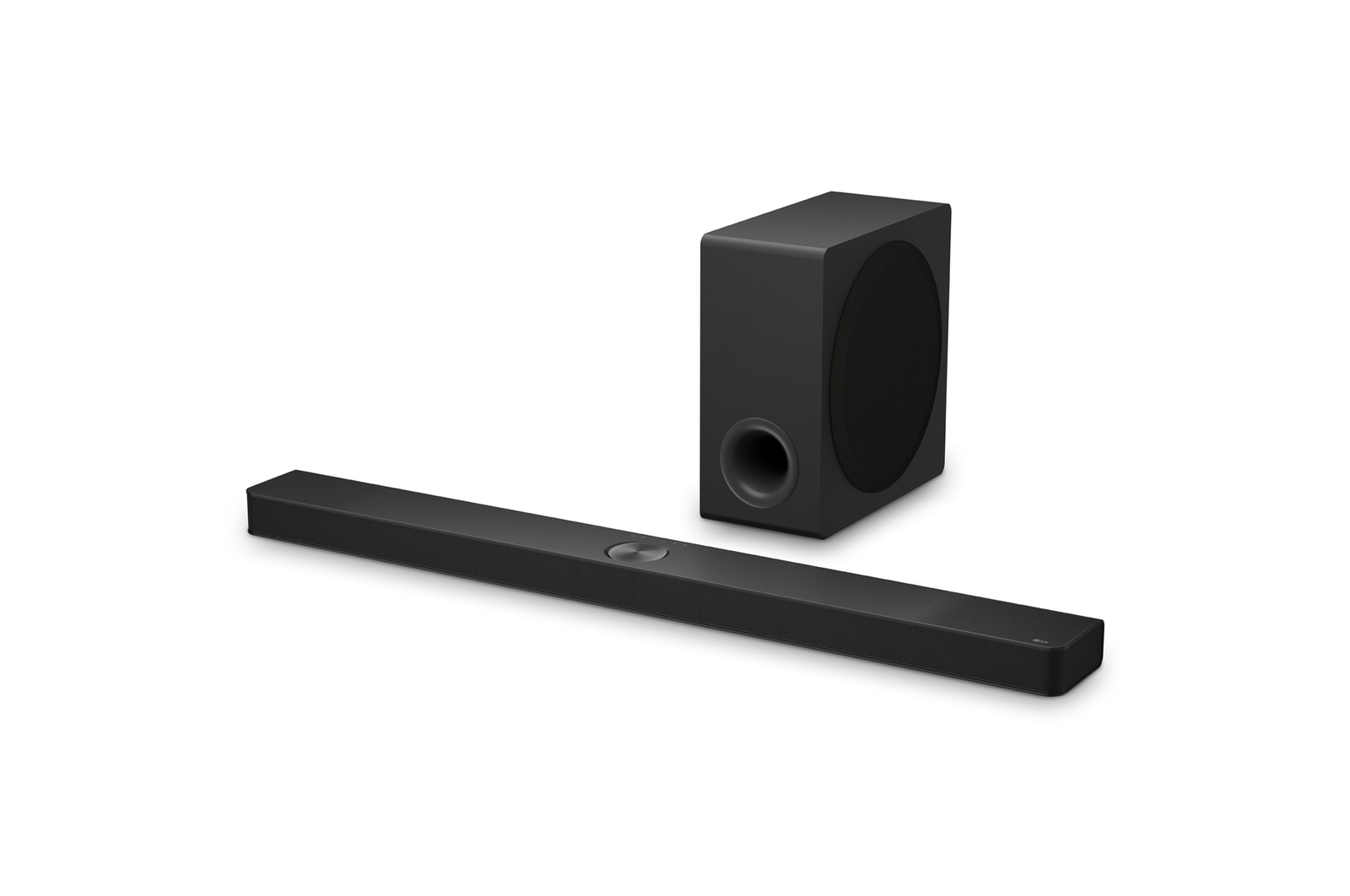 Natočený pohled na LG Soundbar S90TY a subwoofer