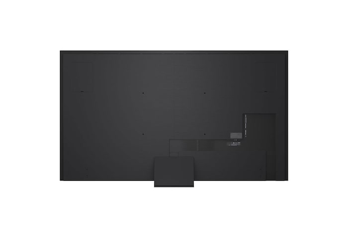 Pohled zepředu a z boku na LG QNED evo AI QNED86 4K Smart TV s rozměry na délku, šířku, výšku a hloubku.