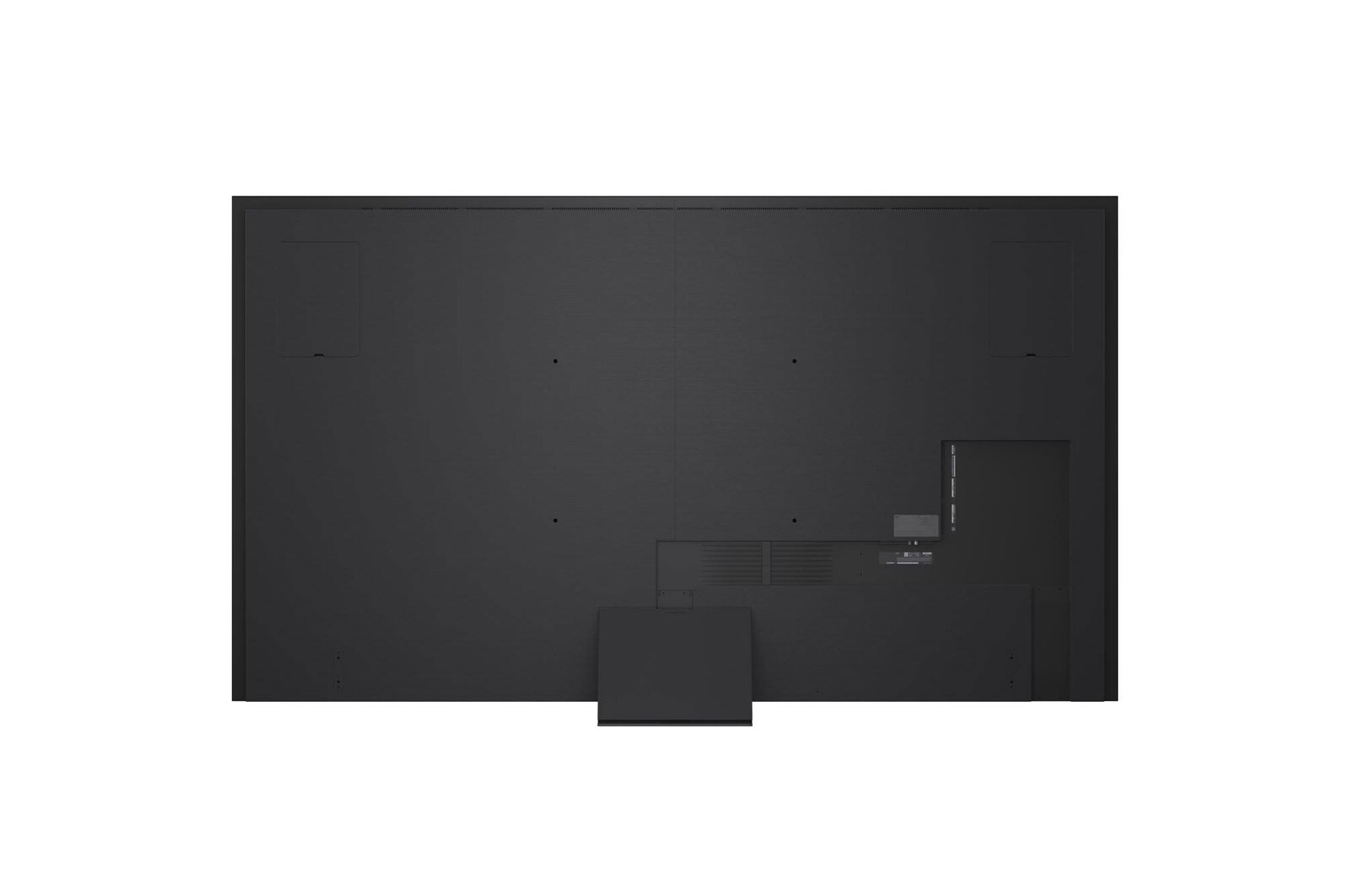 Pohled zepředu a z boku na LG QNED evo AI QNED86 4K Smart TV s rozměry na délku, šířku, výšku a hloubku.