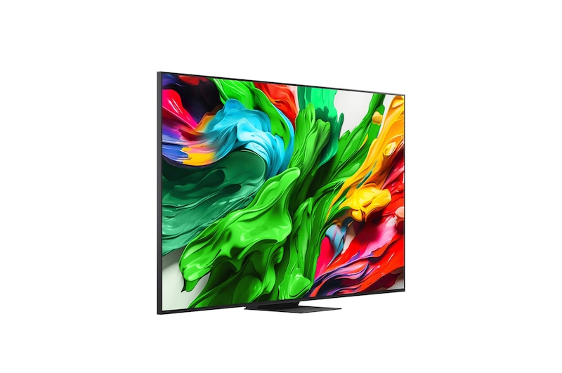 Mírně natočený boční pohled zprava na LG QNED evo QNED86 TV