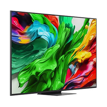 Mírně natočený boční pohled zprava na LG QNED evo QNED85 TV