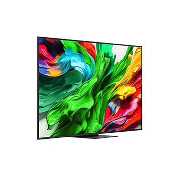 Mírně natočený boční pohled zprava na LG QNED evo QNED85 TV