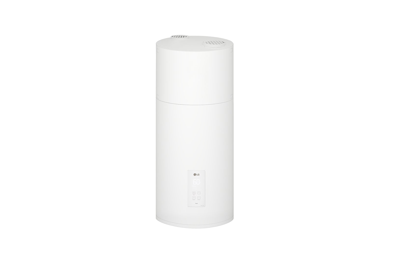 Vista superior del calentador de agua con bomba de calor LG WH10ESF0.HA en color blanco esencial con diseño Wall Mounted.