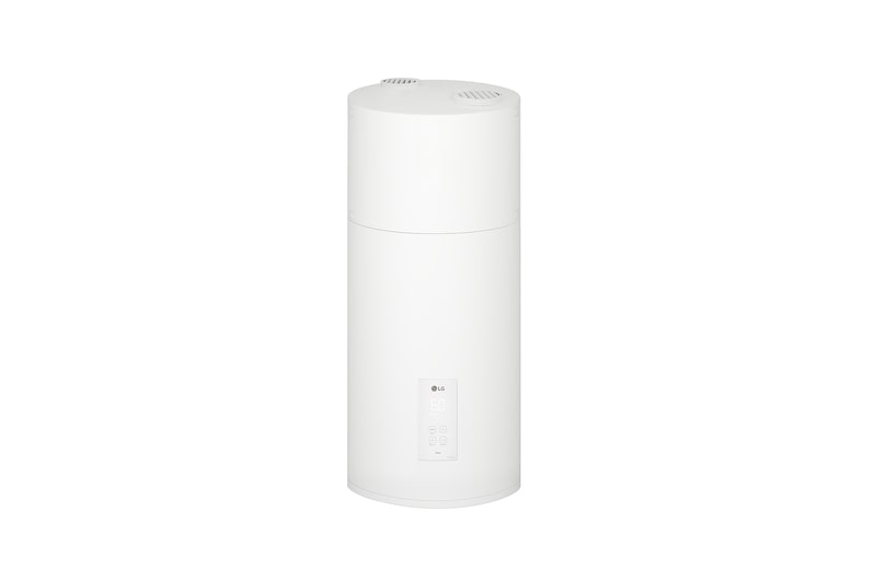 Vista superior del calentador de agua con bomba de calor LG WH10ESF0.HA en color blanco esencial con diseño Wall Mounted.