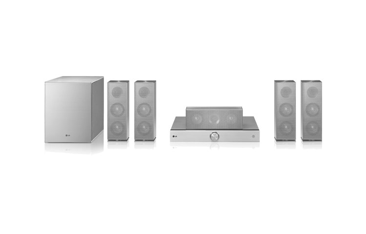Čelní pohled na Stylový 5.1 kanálový 3D Blu-ray systém domácího kina, Aluminium Design, Bluetooth™, Smart TV, hudební výkon 1100W, USB direct ripping, vestavěná WiFi, WiFi Direct BH8220B
