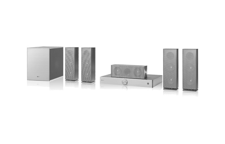 LG Stylový 5.1 kanálový 3D Blu-ray systém domácího kina, Aluminium Design, Bluetooth™, Smart TV, hudební výkon 1100W, USB direct ripping, vestavěná WiFi, WiFi Direct, BH8220B