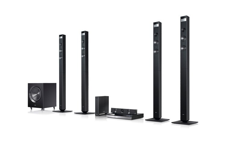 Čelní pohled na 9.1 kanálový 3D Blu-ray systém domácího kina, 3D prostorový zvuk, Smart TV, hudební výkon 1160W, Bluetooh, vestavěná WiFi, WiFi Direct BH9520T