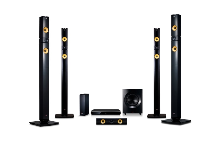 Čelní pohled na 9.1 kanálový 3D Blu-ray systém domácího kina s bezdrátovými zadními reproduktory, 3D prostorový zvuk, Smart TV, hudební výkon 1460W BH9530TW