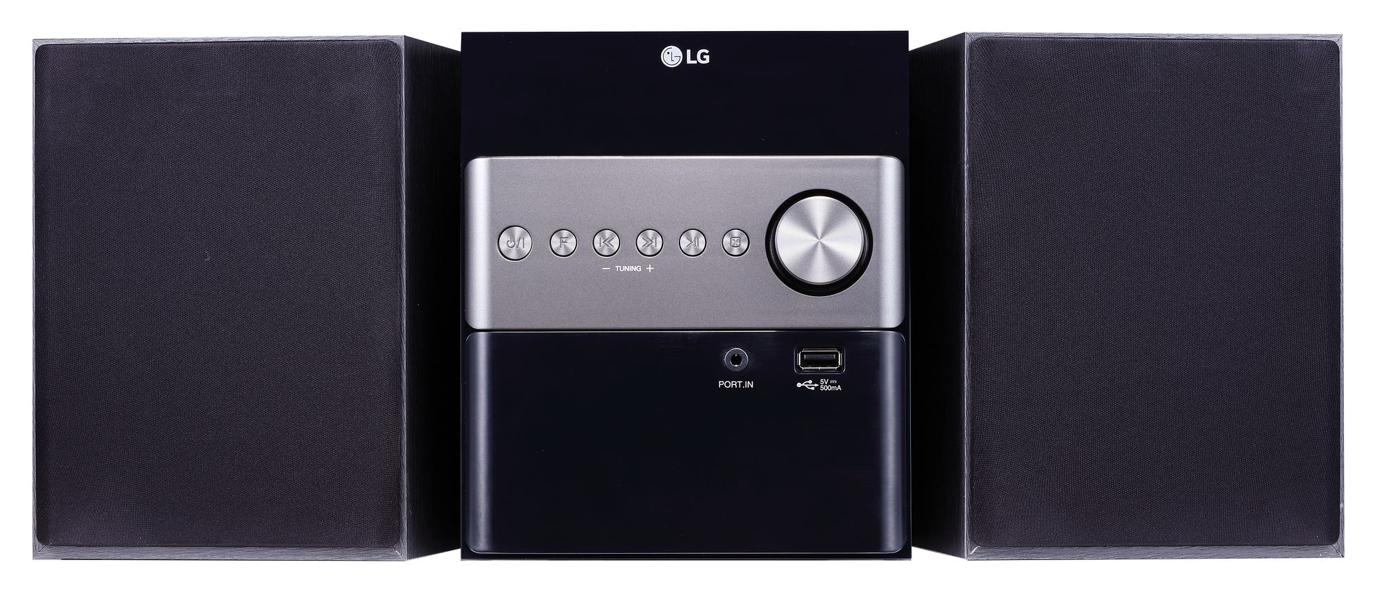 Čelní pohled na Mikro Hi-Fi systém s CD přehrávačem, výkon 10W, USB, Portable In CM1560