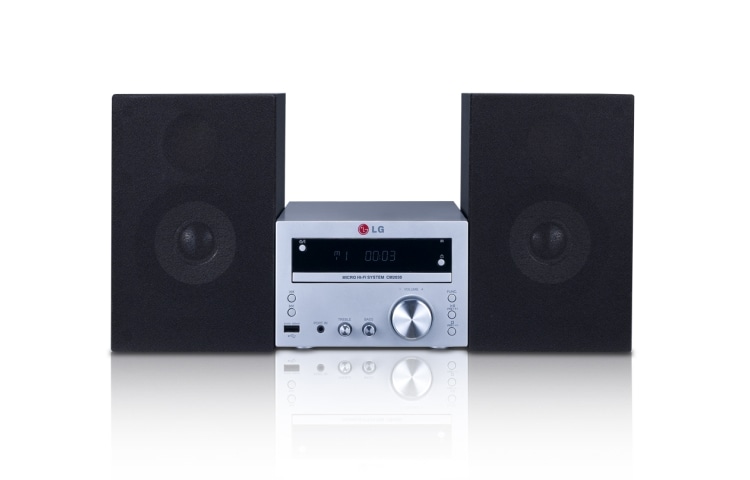 Čelní pohled na Mikro Hi-Fi systém s CD přehrávačem, výkon 40W, USB, Portable In CM2030