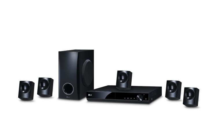 Čelní pohled na 5.1 kanálový DVD systém domácího kina, hudební výkon 330W, Přímé nahrávání na USB, Portale In DH4230S