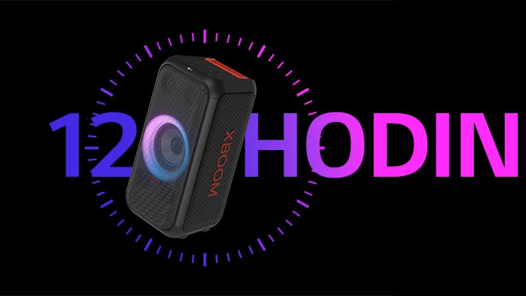 Před ikonou hodin je umístěn reproduktor a za ním je pro účely designu napsáno „12 HODIN“.