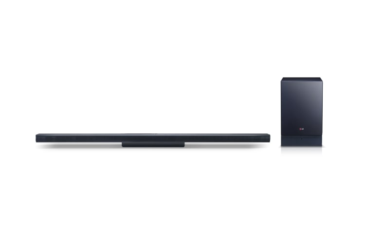 Čelní pohled na 2.1 kanálový Speaker Bar, hudební výkon 310W, Portable In, Bluetooth, možnost připojení externího HDD NB4530A