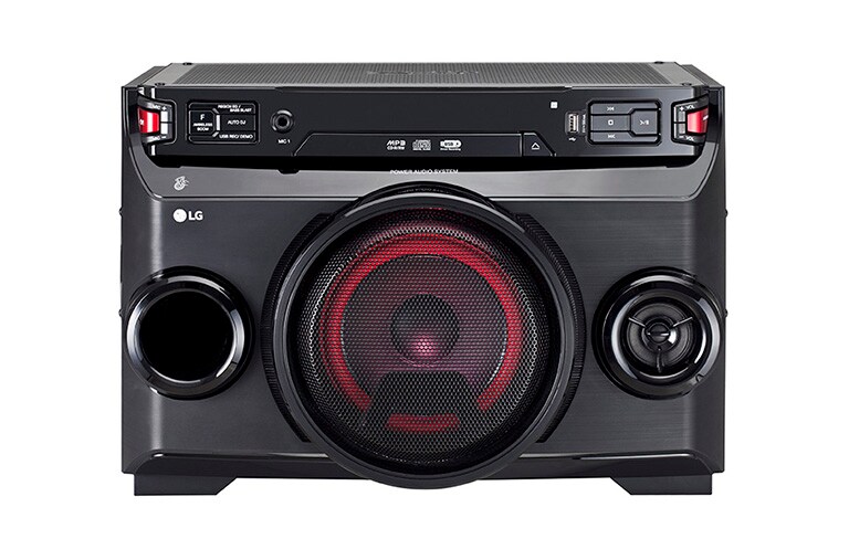 Čelní pohled na Mikro Hi-Fi systém s CD přehrávačem, výkon 220W, USB, Bluetooth, nahrávání na USB OM4560