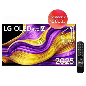 Čelní pohled na LG OLED evo AI C5 4K Smart TV. Na obrazovce je emblém 12 let světové jedničky OLED a logo LG OLED evo AI 2025.