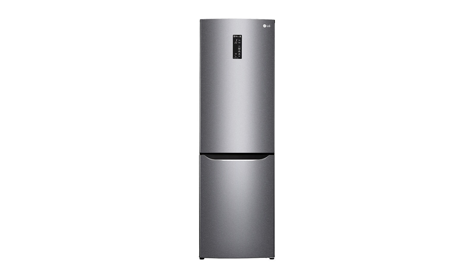 Čelní pohled na Hrubý objem 354l | 242 kWh/rok | LG Lineární invertorový kompresor | LG Total No Frost | Multi-Air Flow™ | NatureFRESH | Vnější LED displej | Smart Diagnosis™ GBB39DSDZ