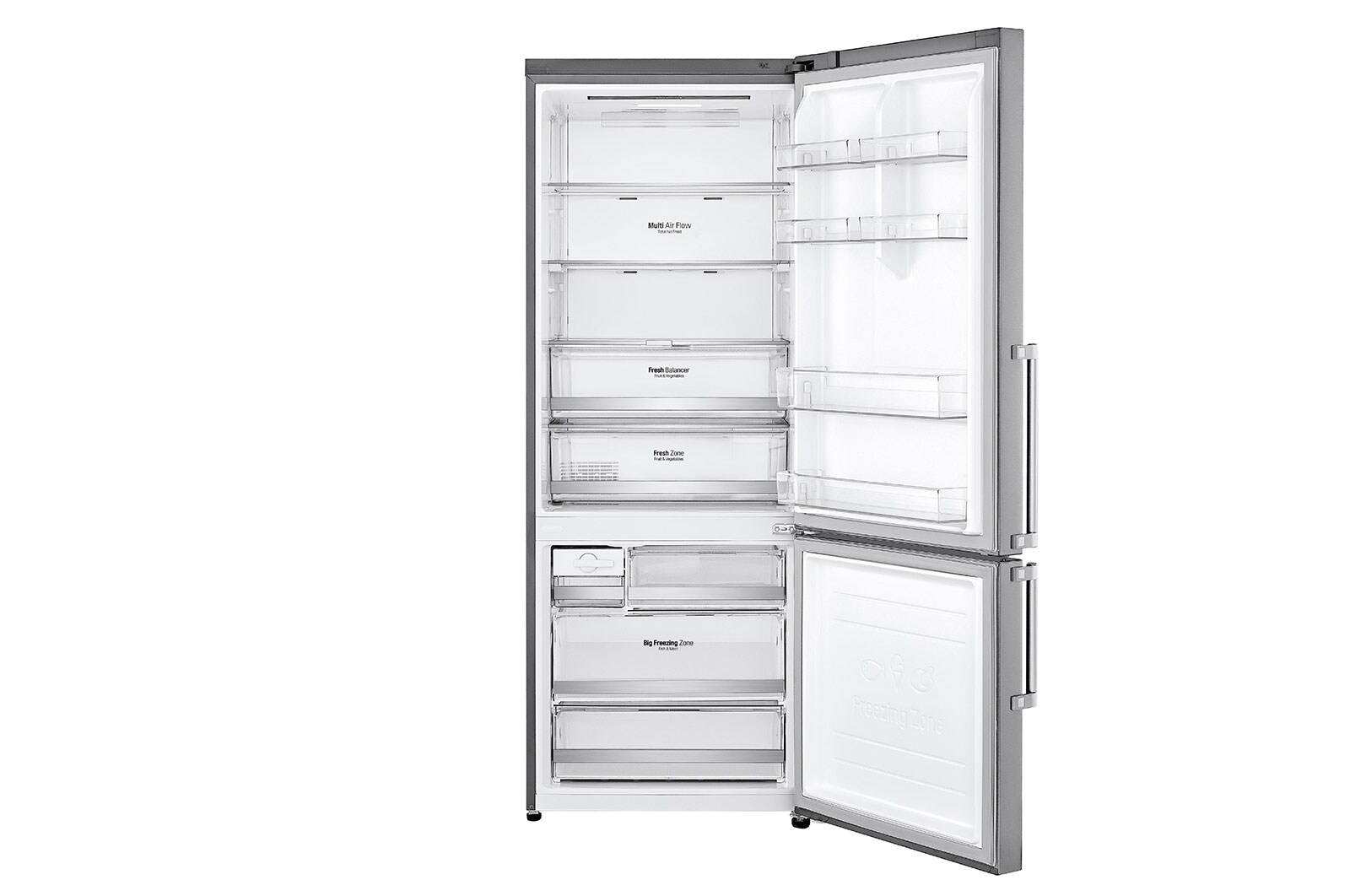 LG D | Hrubý objem 500 l | 225 kWh/rok | LG Lineární invertorový kompresor | LG Total No Frost | Multi-Air Flow™ | Vnější LCD displej | DoorCooling+™ | ThinQ™ + WiFi, GBB569NSAFB