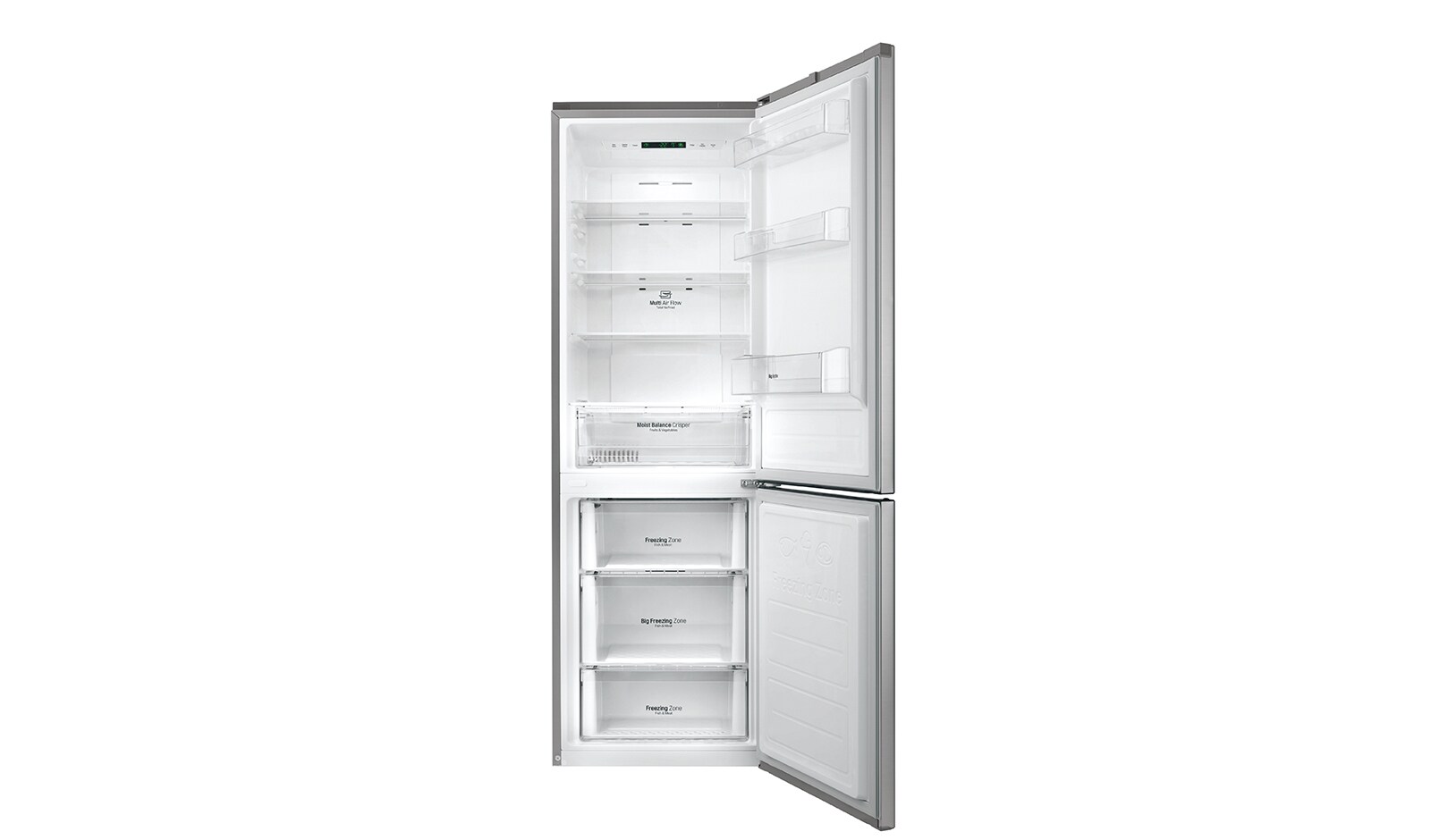 LG Hrubý objem 348 l | 240 kWh/rok | LG Lineární invertorový kompresor | LG Total No Frost | Multi-Air Flow™ | NatureFRESH | Vnitřní LED displej | Smart Diagnosis™, GBB59PZJZS