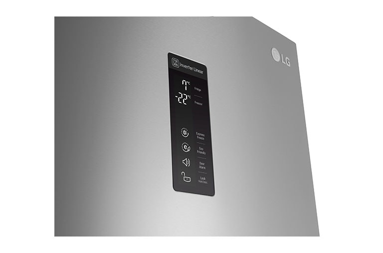 LG Hrubý objem 348 l | 259 kWh/rok | LG Lineární invertorový kompresor | LG Total No Frost | Multi-Air Flow™ | NatureFRESH | Vnější LED displej | Smart Diagnosis™, GBB59PZMZS
