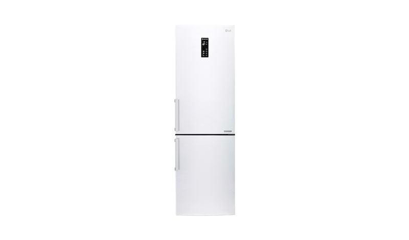 Čelní pohled na Hrubý objem 348 l | 259 kWh/rok | LG Lineární invertorový kompresor | LG Total No Frost | Multi-Air Flow™ | NatureFRESH | Vnější LED displej | Smart Diagnosis™ GBB59SWFZB