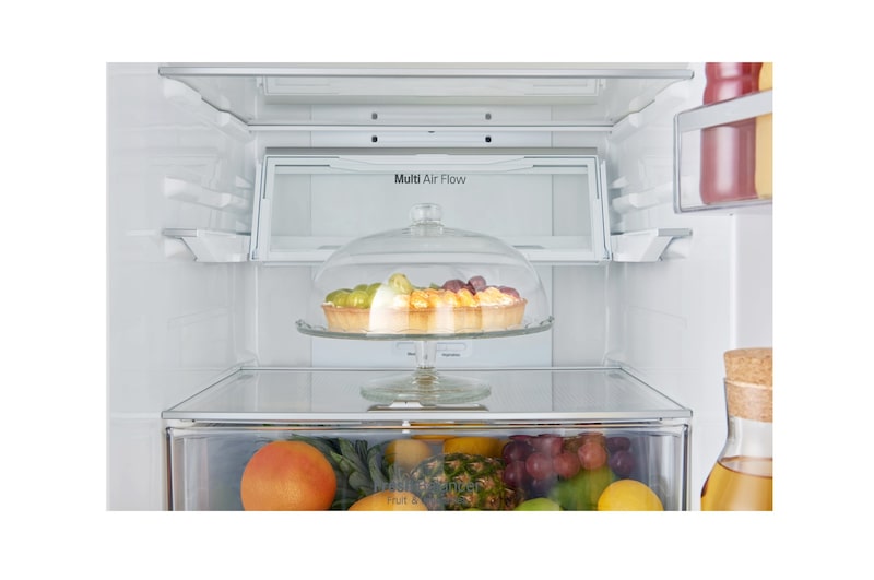 LG Hrubý objem 348 l | 174 kWh/rok | LG Lineární invertorový kompresor | LG Total No Frost | Multi-Air Flow™ | NatureFRESH | Vnitřní LED displej | Smart Diagnosis™, GBB59SWHFS