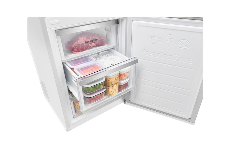 LG Hrubý objem 348 l | 174 kWh/rok | LG Lineární invertorový kompresor | LG Total No Frost | Multi-Air Flow™ | NatureFRESH | Vnitřní LED displej | Smart Diagnosis™, GBB59SWHFS