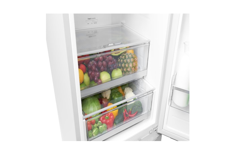 LG Hrubý objem 348 l | 174 kWh/rok | LG Lineární invertorový kompresor | LG Total No Frost | Multi-Air Flow™ | NatureFRESH | Vnitřní LED displej | Smart Diagnosis™, GBB59SWHFS
