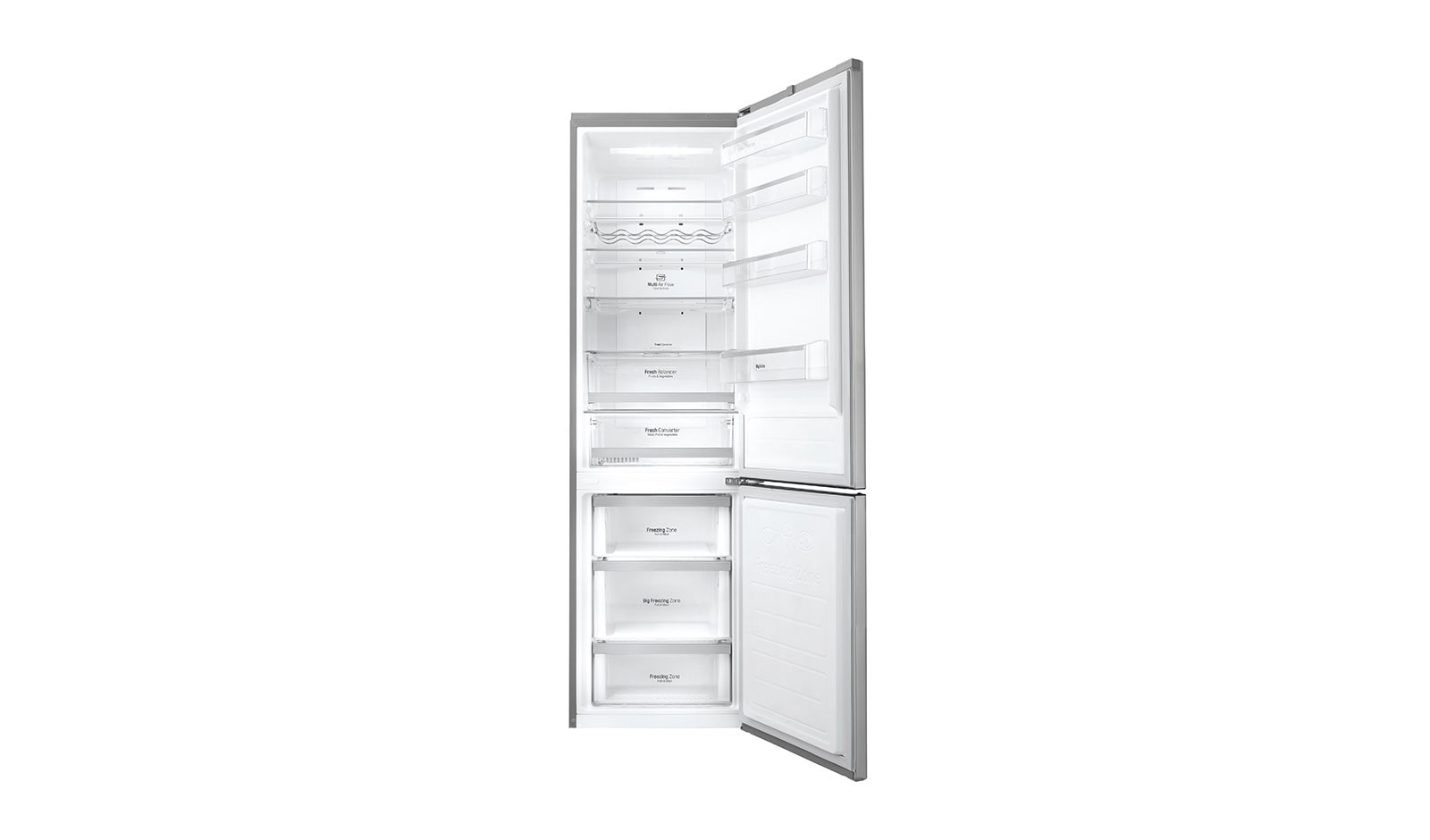 LG Hrubý objem 375 l | 266 kWh/rok | LG Lineární invertorový kompresor | LG Total No Frost | Multi-Air Flow™ | NatureFRESH | Vnější LED displej | Smart Diagnosis™, GBB60PZFZS