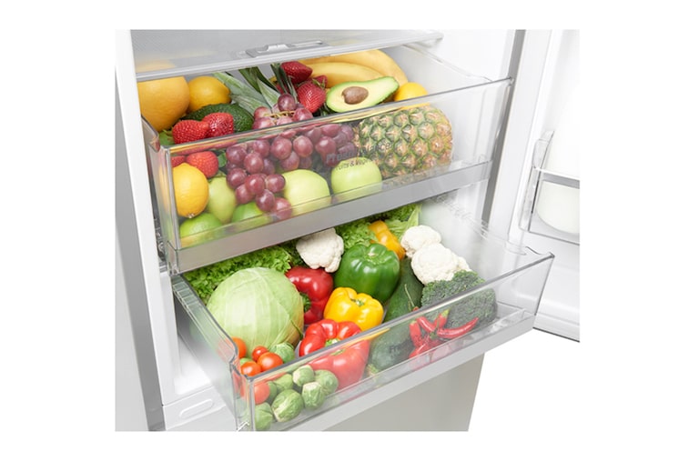 LG Hrubý objem 375 l | 178 kWh/rok | LG Lineární invertorový kompresor | LG Total No Frost | Multi-Air Flow™ | NatureFRESH | Vnitřní LED displej | Smart Diagnosis™, GBB60PZGFB
