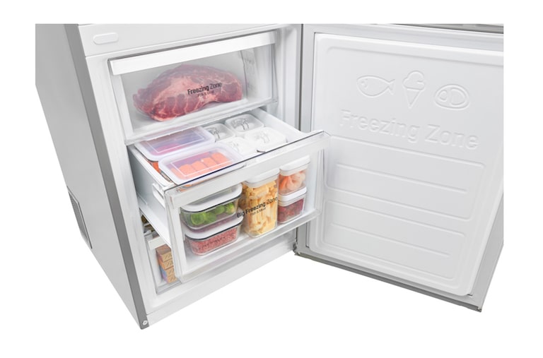 LG Hrubý objem 375 l | 178 kWh/rok | LG Lineární invertorový kompresor | LG Total No Frost | Multi-Air Flow™ | NatureFRESH | Vnitřní LED displej | Smart Diagnosis™, GBB60PZGFB
