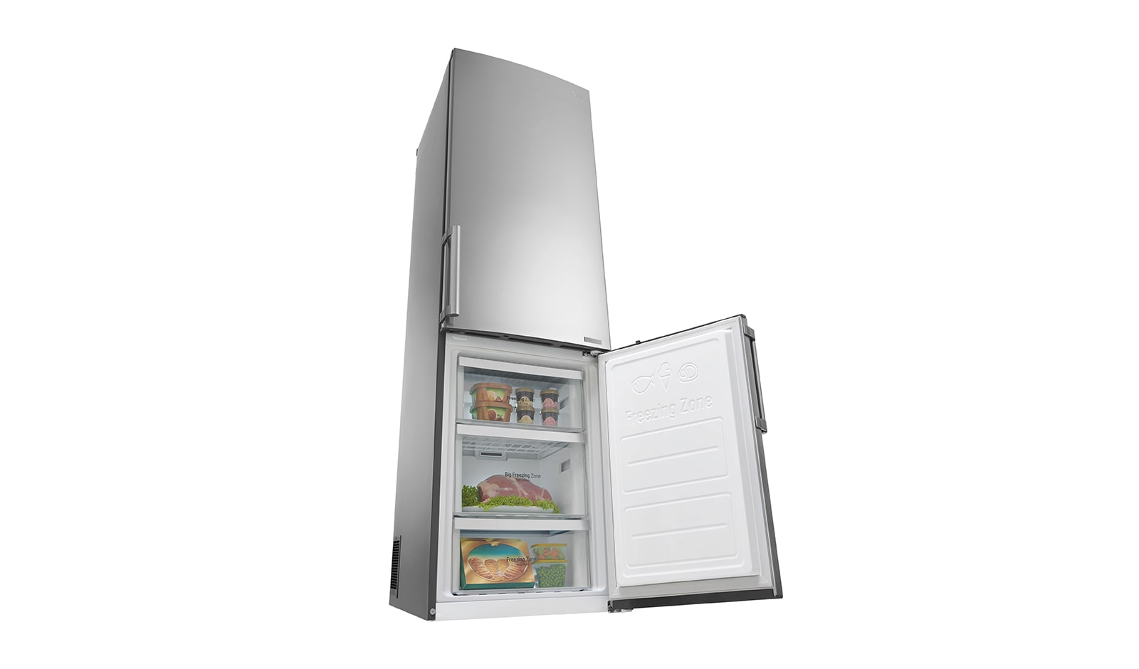 LG Hrubý objem 375 l | 178 kWh/rok | LG Lineární invertorový kompresor | LG Total No Frost | Multi-Air Flow™ | NatureFRESH | Vnitřní LED displej | Smart Diagnosis™, GBB60PZGFB