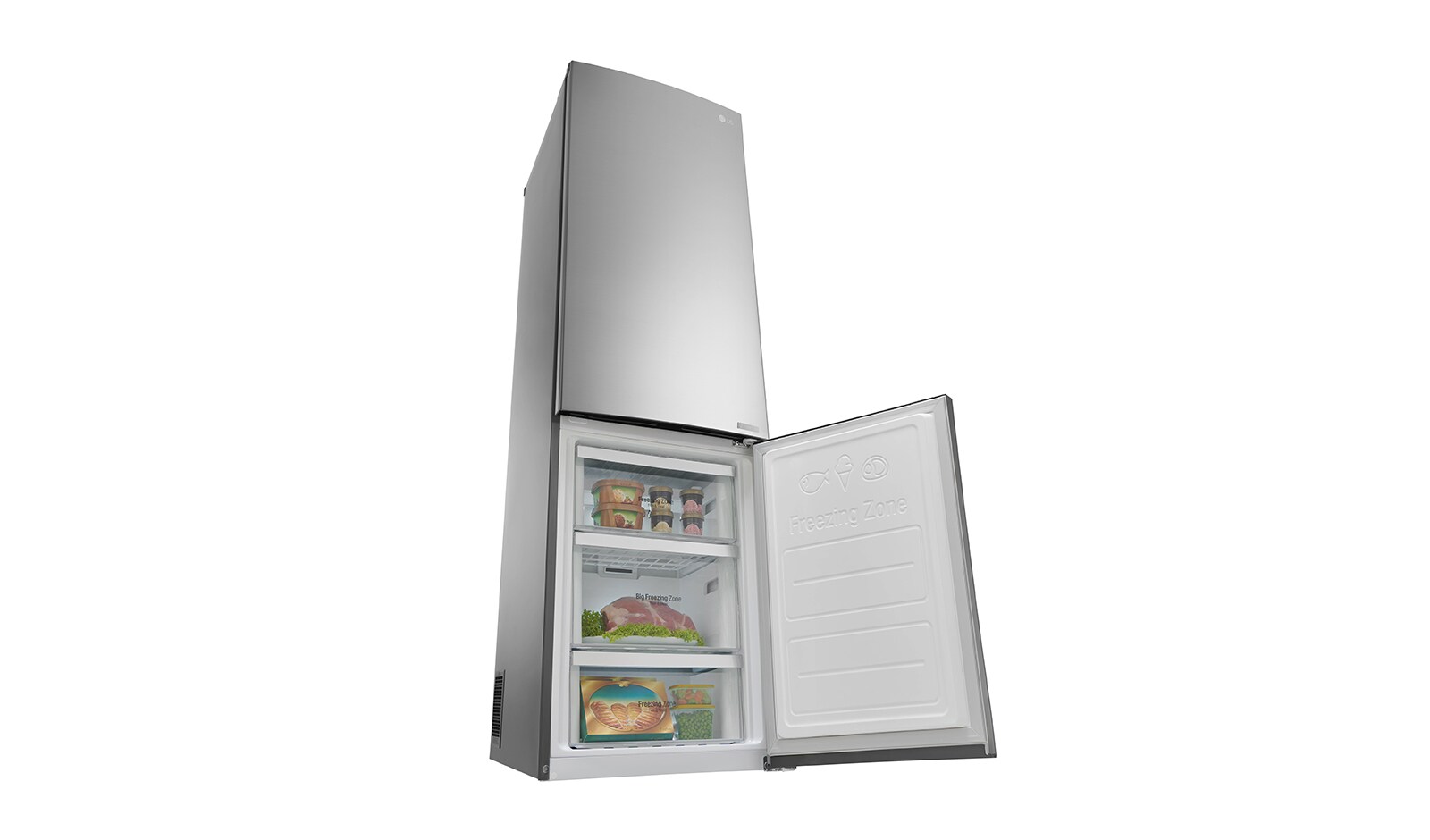 LG Hrubý objem 375 l | 178 kWh/rok | LG Lineární invertorový kompresor | LG Total No Frost | Multi-Air Flow™ | NatureFRESH | Vnitřní LED displej | Smart Diagnosis™, GBB60PZGFS