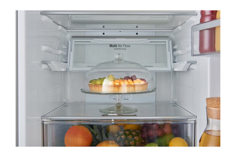 LG Hrubý objem 375 l | 178 kWh/rok | LG Lineární invertorový kompresor | LG Total No Frost | Multi-Air Flow™ | NatureFRESH | Vnitřní LED displej | Smart Diagnosis™, GBB60PZGFS