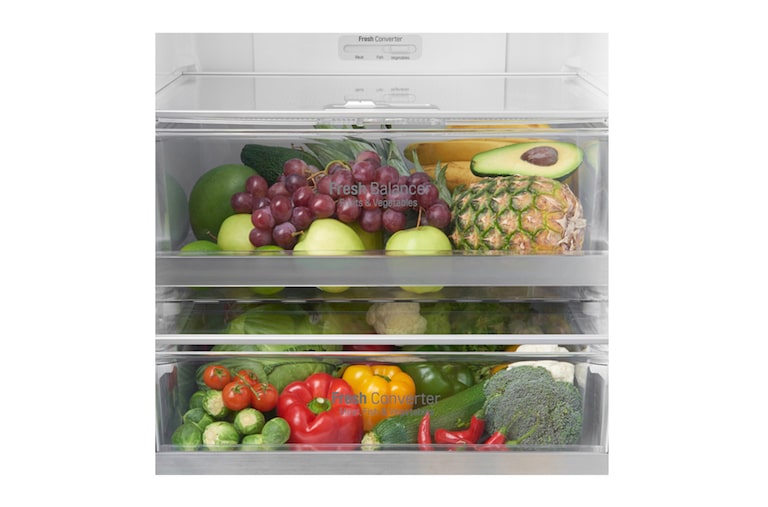 LG Hrubý objem 375 l | 178 kWh/rok | LG Lineární invertorový kompresor | LG Total No Frost | Multi-Air Flow™ | NatureFRESH | Vnitřní LED displej | Smart Diagnosis™, GBB60PZGFS