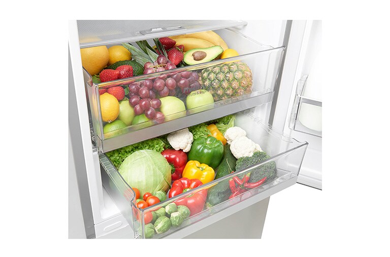 LG Hrubý objem 375 l | 266 kWh/rok | LG Lineární invertorový kompresor | LG Total No Frost | Multi-Air Flow™ | NatureFRESH | Vnitřní LED displej | Smart Diagnosis™, GBB60PZGZS