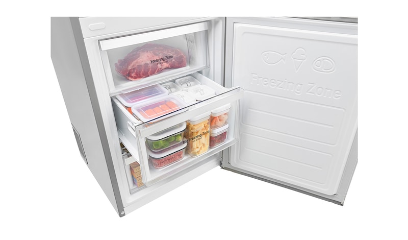 LG Hrubý objem 375 l | 266 kWh/rok | LG Lineární invertorový kompresor | LG Total No Frost | Multi-Air Flow™ | NatureFRESH | Vnitřní LED displej | Smart Diagnosis™, GBB60PZGZS