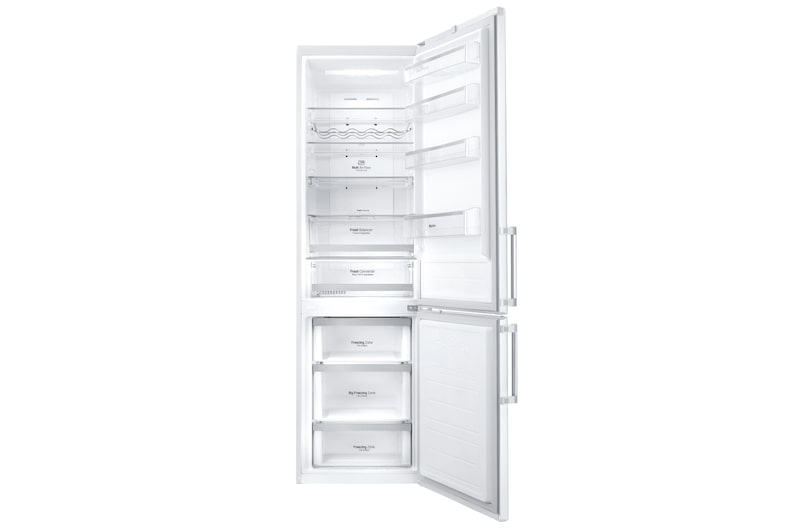 LG Hrubý objem 375 l | 266 kWh/rok | LG Lineární invertorový kompresor | LG Total No Frost | Multi-Air Flow™ | NatureFRESH | Vnější LED displej | ThinQ™ + WiFi, GBB60SWFZB