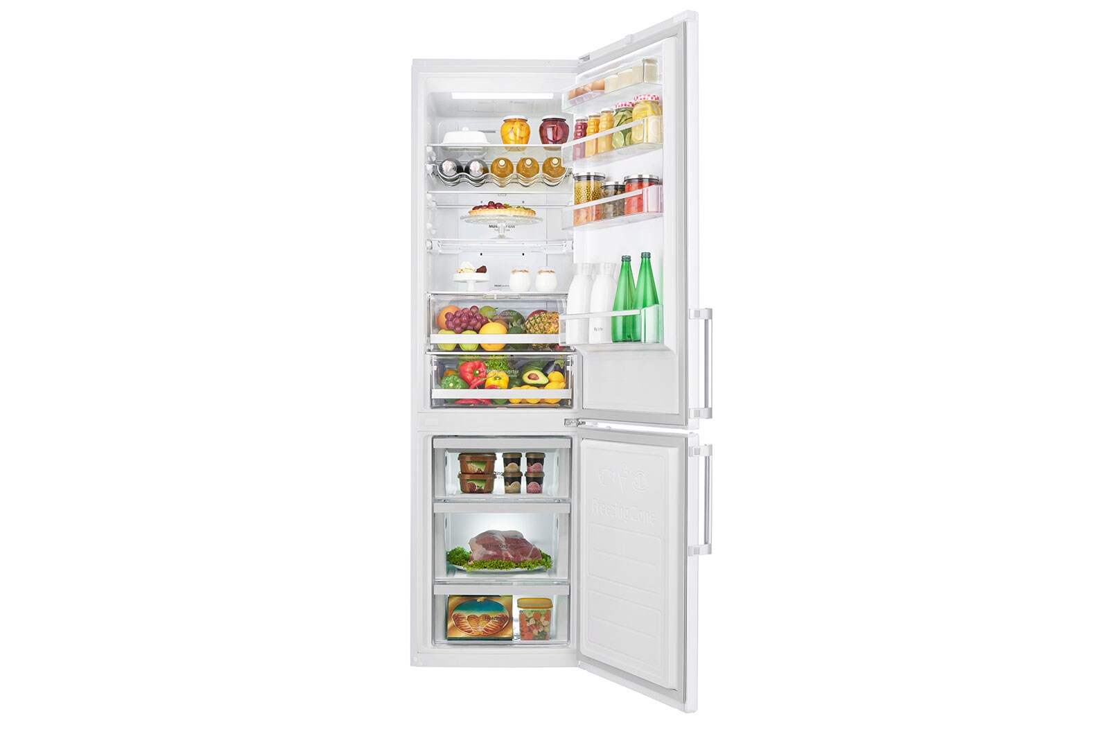 LG Hrubý objem 375 l | 266 kWh/rok | LG Lineární invertorový kompresor | LG Total No Frost | Multi-Air Flow™ | NatureFRESH | Vnější LED displej | ThinQ™ + WiFi, GBB60SWFZB